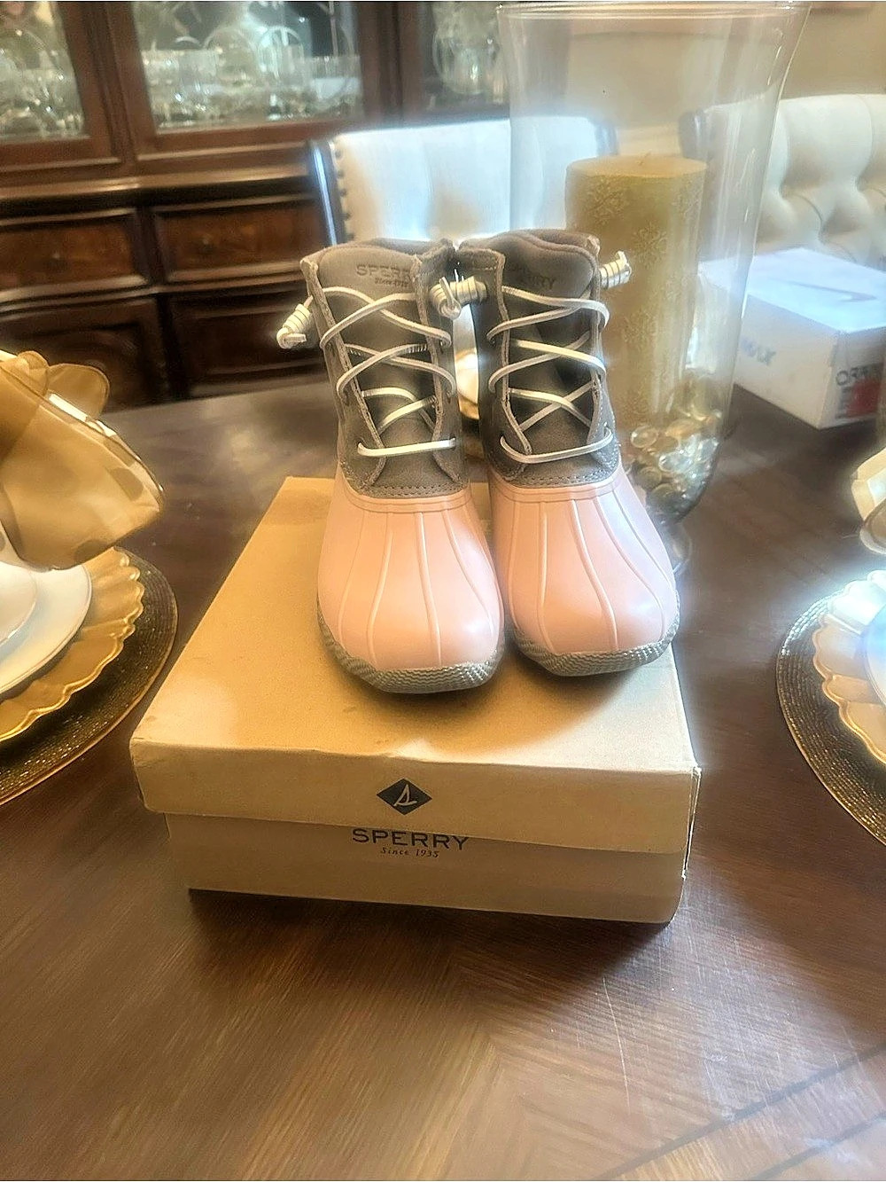 Brand New Size 8 Women's Sperry Saltwater Duck Boot Winter Boots in Pink & Brown